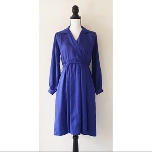 Vintage 80s Faux Wrap Shirt Dress